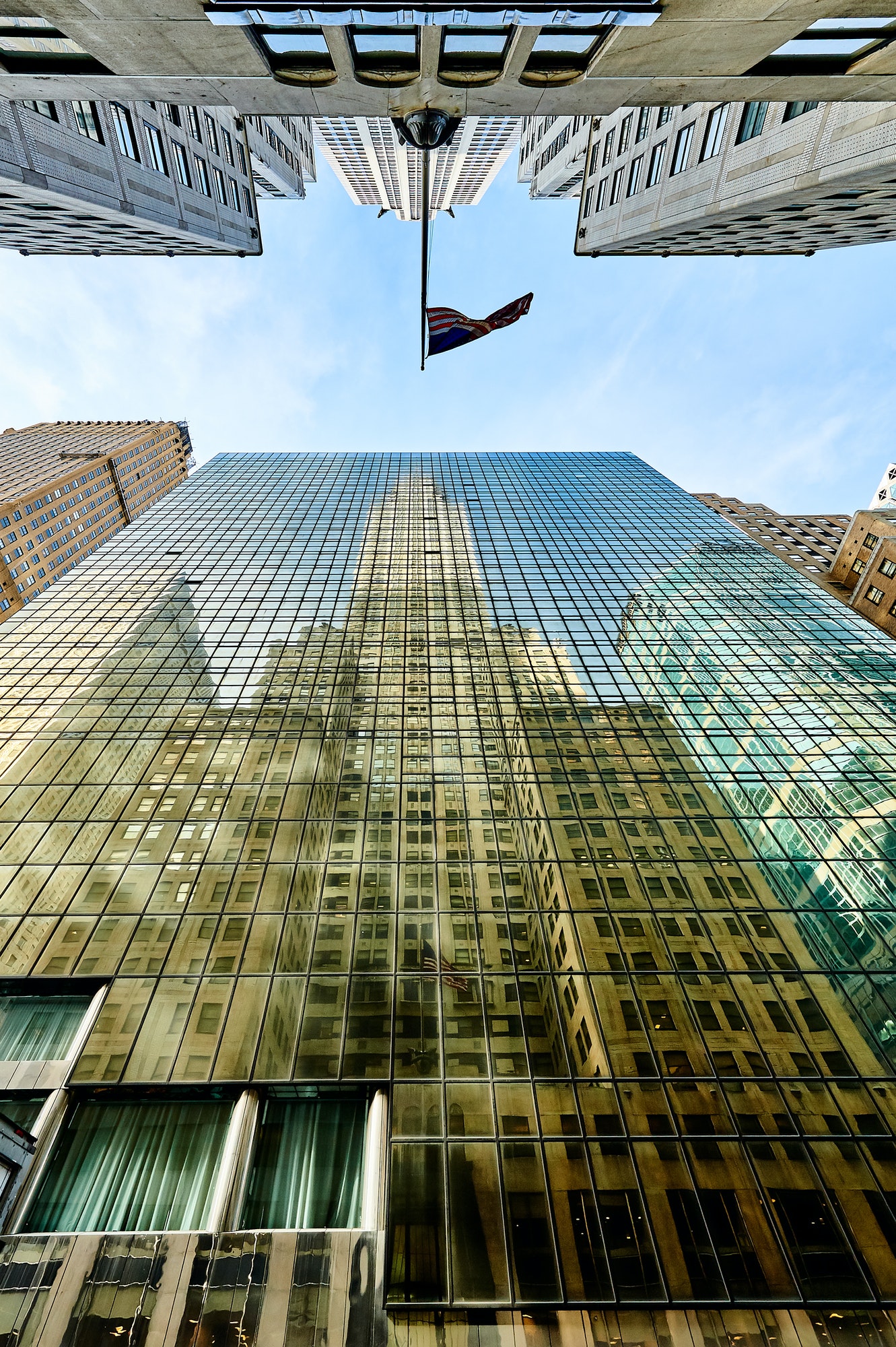 Building reflection in windows of another building in New York